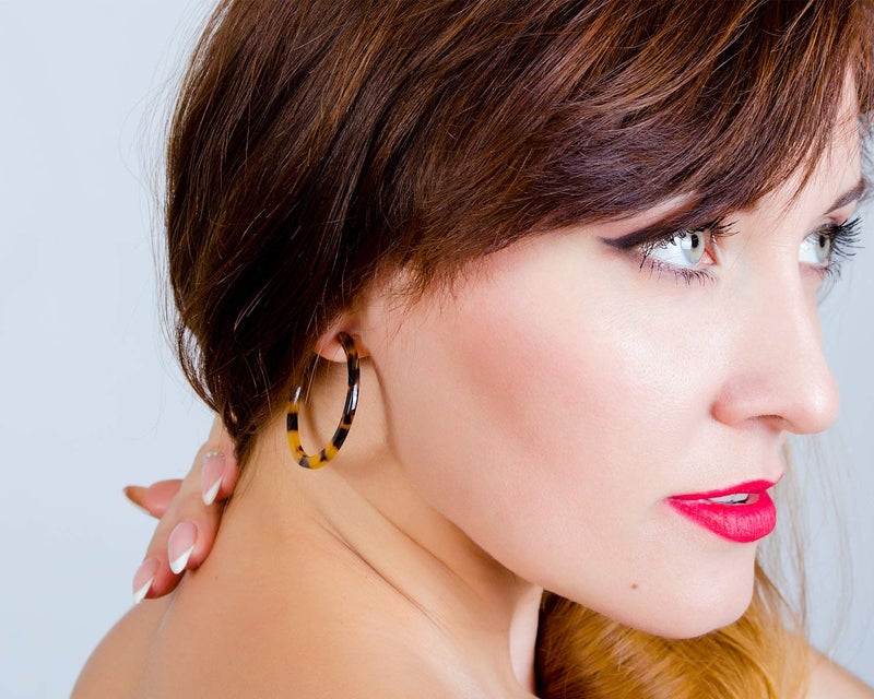 BaubleStar Tortoise Shell Resin Hoop Earrings Acrylic Round Circle Dangle Blond Amber Ear Drops Fashion Jewelry for Women - Image 4